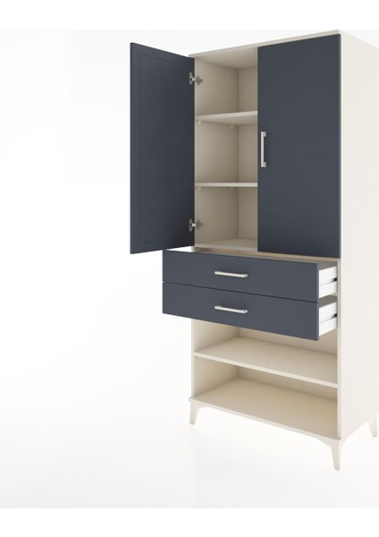 Hyperion Dolap 4 Raflı 2 Çekmeceli 2 Kapaklı 88X44X195 Aytaşı-Antrasit fırsatları