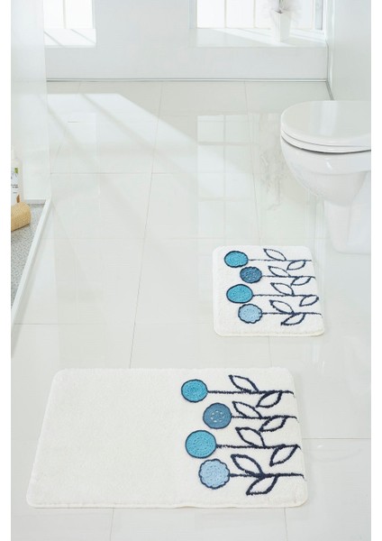 Beyaz Örme Aplike Banyo Paspası, 2'li Set