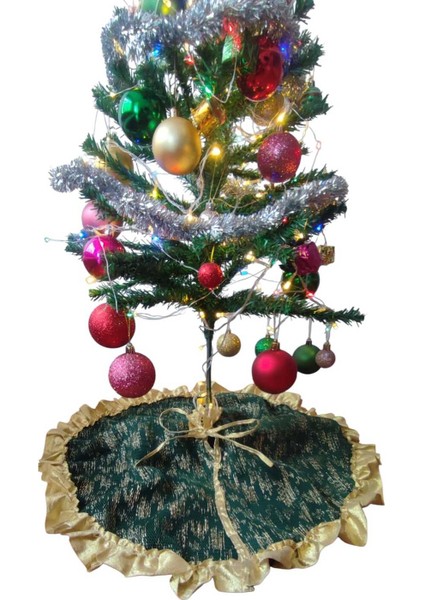 Yılbaşı Çam Ağacı Altı Örtüsü, Çam Ağacı Ayak Halısı Örtüsü,yeşil Renk 70 cm