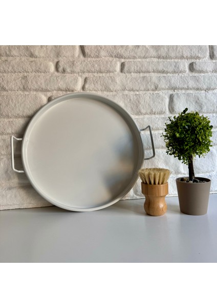 Mini Metal Beyaz Sunumluk Servis Tepsisi fırsatları