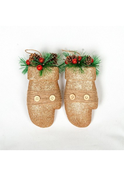 Yılbaşı Süsü Eldiven Berry&apos;li 2&apos;li Paket Dore 12X18,5 Cm.