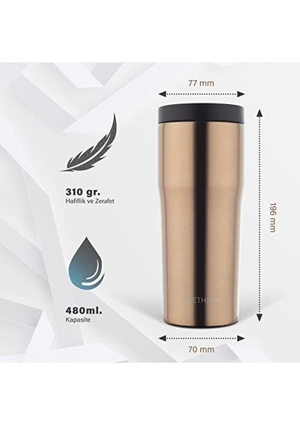 Sızdırmaz Vakumlu Çıft Katmanlı Çelik Termos 480 ml 6 Saat / 12 Saat Soğuk - fiyatları