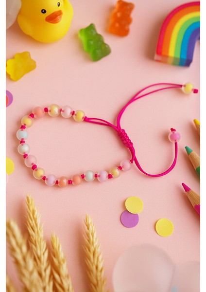 Renkli Mat Boncuklu Ayarlanabilir Makrome Bileklik – El Yapımı