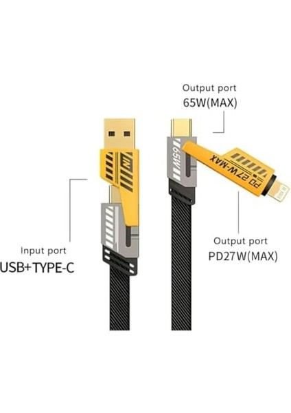 1 Arada 65W Pd Hızlı Şarj Kablosu - Type C/usb/ Destekli 100 cm Dayanıklı Örgü Yapı - Akıllı ve Güvenli Şarj Bağlantı Desteği modelleri