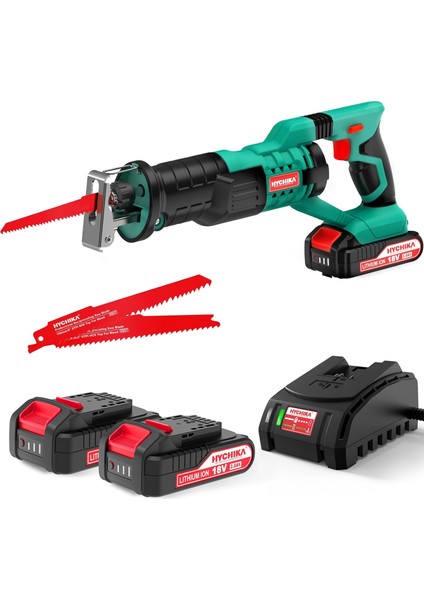 For Lıfe Akülü Saber Testere, 18V Pil Pistonlu Testere, Akülü Elektrikli Testere, Ayarlanabilir Hızlar 0-2800RPM, 4 × Testere Bıçakları, 2AH Ile, 2 × Piller, Ahşap ve Metal Kesmek Için Ideal