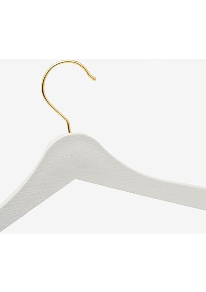 24 Adet Beyaz Ahşap Görünümlü Plastik Askı Kıyafet Elbise Gömlek Askısı Gold Kancalı modelleri