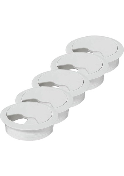 Masa Üstü Kablo Kanalı Deliği Kapağı Beyaz Masa Kapağı 6 cm (5 Adet)