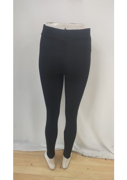 Aknbutik Kadın Yüksek Bel Yarı Şerit Pul Payetli Dalgıç Tayt