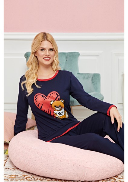 Bayan Uzun Kollu Pijama Takımı Model No 7600