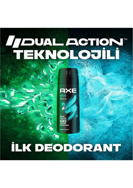 3 Adet Axe Erkek Sprey Deodorant Apollo 48 Saat Etkileyici Koku Vücut Spreyi 150 ml indirimleri