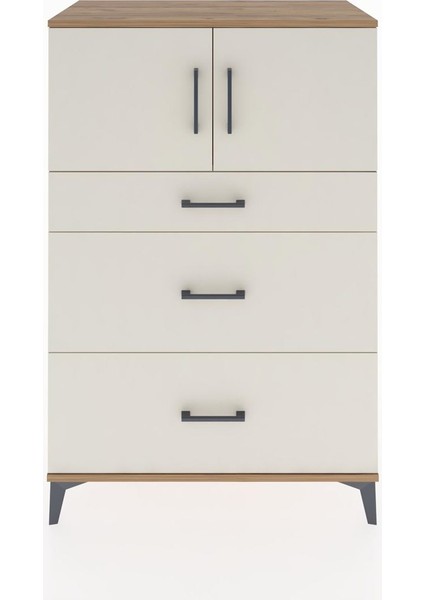 Hyperion Dolap Tek Raflı 3 Çekmeceli 2 Kapaklı 88X44X134 Çam-Aytaşı