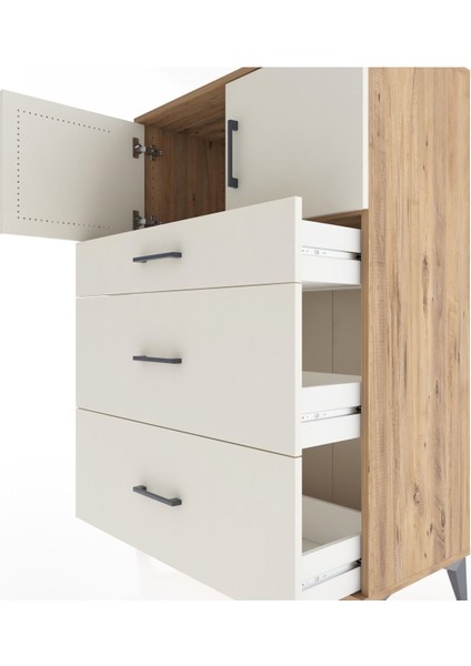 Hyperion Dolap Tek Raflı 3 Çekmeceli 2 Kapaklı 88X44X134 Çam-Aytaşı indirimleri