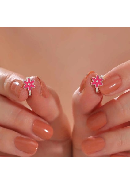 Gümüş Pembe Çiçek Çocuk Küpesi fiyatları