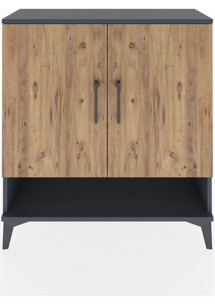 Arges Şifonyer 3 Raflı 2 Kapaklı 88X30X96 Antrasit-Çam