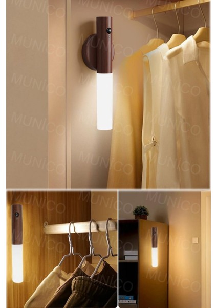 Bej LED USB Kablosuz Ahşap Sopa Gece Lambası Hareket Sensörlü, Koridor ve Dolap Işığı fiyatları