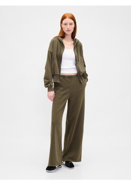 Kadın Yeşil Vintagesoft Baggy Wide-Leg Eşofman Altı