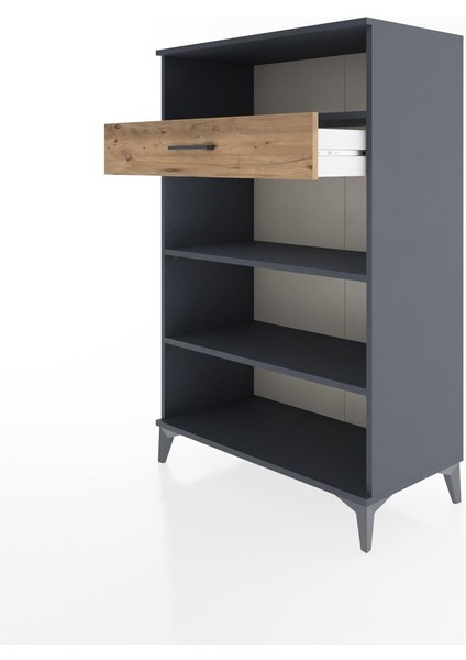 Hyperion Dolap 3 Raflı Tek Çekmeceli 88X44X134 Antrasit-Çam fırsatları