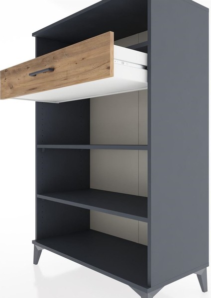Hyperion Dolap 3 Raflı Tek Çekmeceli 88X44X134 Antrasit-Çam indirimleri