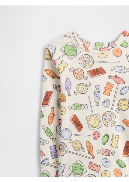 Bebek Krem %100 Organik Pamuklu Desenli Pijama Takımı fiyatları