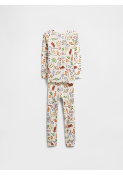 Bebek Krem %100 Organik Pamuklu Desenli Pijama Takımı modelleri