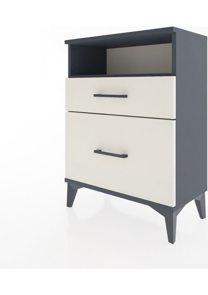 Arges Komodin Tek Raflı 2 Çekmeceli 60X30X80 Antrasit-Aytaşı modelleri