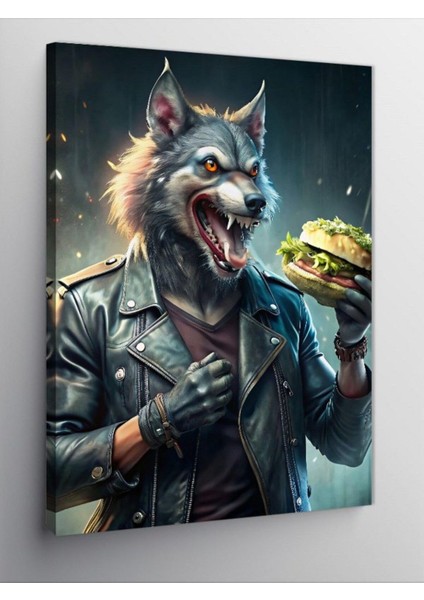 Kanvas Tablo Burger Yiyen Kurt 50 x 70 CNVSDKEY-125922-50-70