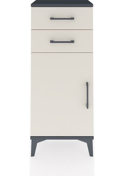 Arges Komodin Tek Raflı 2 Çekmeceli Tek Kapaklı 44X30X106 Antrasit-Aytaşı