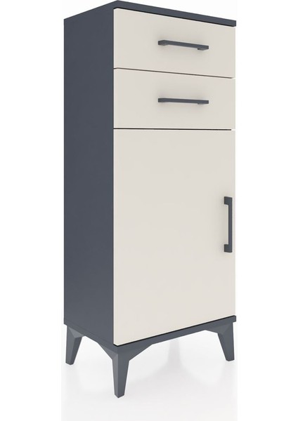 Arges Komodin Tek Raflı 2 Çekmeceli Tek Kapaklı 44X30X106 Antrasit-Aytaşı fiyatları