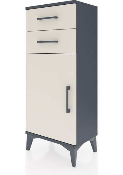 Arges Komodin Tek Raflı 2 Çekmeceli Tek Kapaklı 44X30X106 Antrasit-Aytaşı modelleri