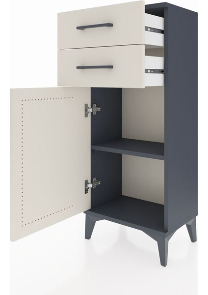 Arges Komodin Tek Raflı 2 Çekmeceli Tek Kapaklı 44X30X106 Antrasit-Aytaşı fırsatları