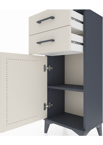 Arges Komodin Tek Raflı 2 Çekmeceli Tek Kapaklı 44X30X106 Antrasit-Aytaşı indirimleri