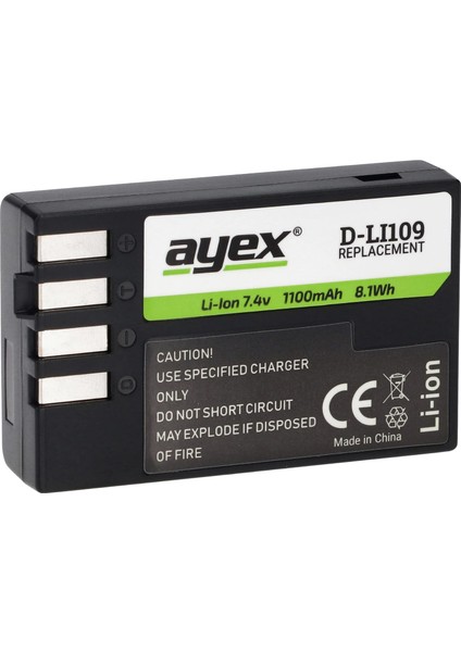 D-LI109 Batarya K-R, K-S1 K-S2, K-30, K-50, K-70, K500 Için