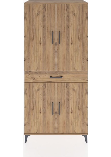 Hyperion Dolap 4 Raflı Tek Çekmeceli 4 Kapaklı 88X44X195 Çam-Çam