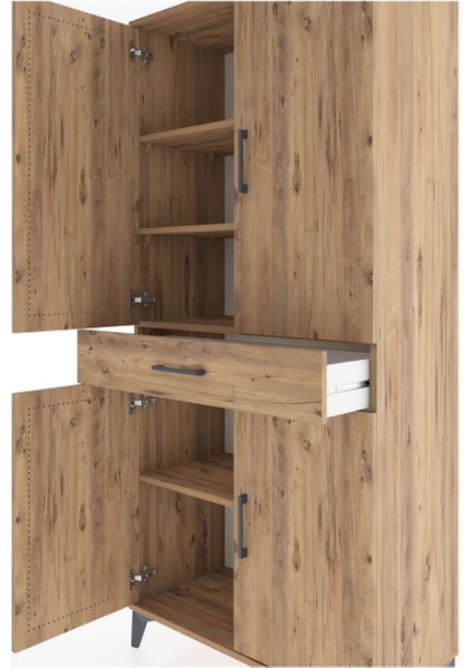 Hyperion Dolap 4 Raflı Tek Çekmeceli 4 Kapaklı 88X44X195 Çam-Çam indirimleri
