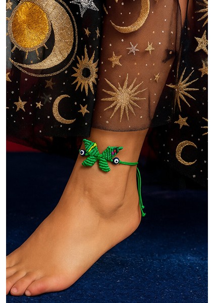 Kelebek Desenli Makrome Bileklik – Yeşil & Nazar Boncuğu Detaylı fırsatları