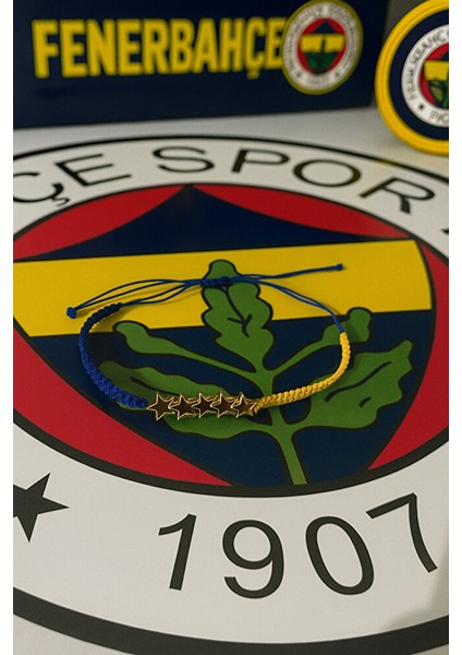 5 Yıldızlı Fenerbahçe Sarı & Lacivert Taraftar Bilekliği – (El Yapımı Ayarlanabilir Makrome)