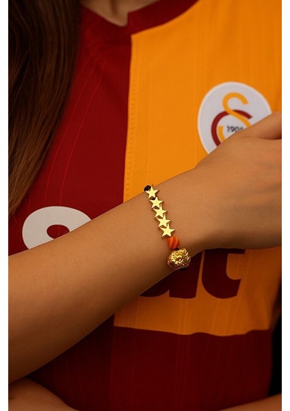 Galatasaray 5. Yıldız Aslanlı Taraftar Bilekliği – Ayarlanabilir (Hematit&malakit Doğal Taş) modelleri