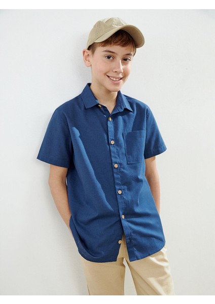 Yeni Sezon Keten Karışımlı Erkek Çocuk Gömlek