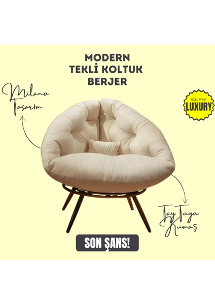 Aurelia Berjer | Riviera Collection | Modern & Zarif Tekli Koltuk Berjer | Rahat Dinlenme Koltuğu