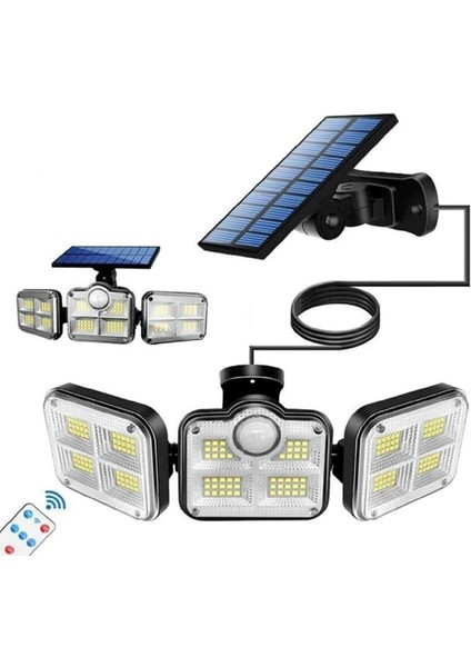 Solar Güneş Enerjili 122 Ledli Sensörlü Bahçe Aydınlatma Sokak Lambası Solar