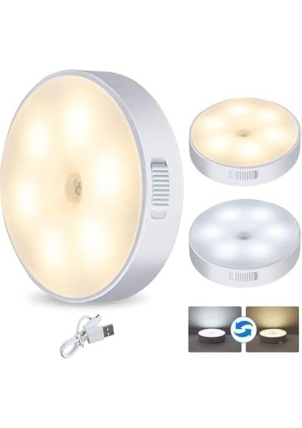 L02 2 Renkli USB Şarjlı Sensörlü Gece Lambası, Koridor, Dolap Içi Aydınlatma Lambası modelleri