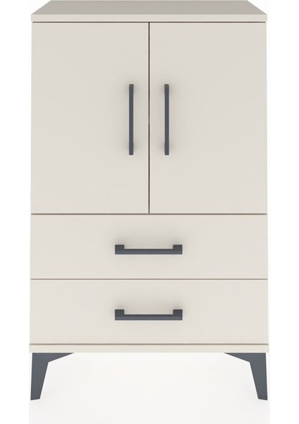 Arges Komodin 2 Raflı 2 Çekmeceli 2 Kapaklı 60X30X96 Aytaşı-Aytaşı