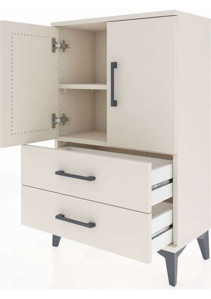 Arges Komodin 2 Raflı 2 Çekmeceli 2 Kapaklı 60X30X96 Aytaşı-Aytaşı fırsatları