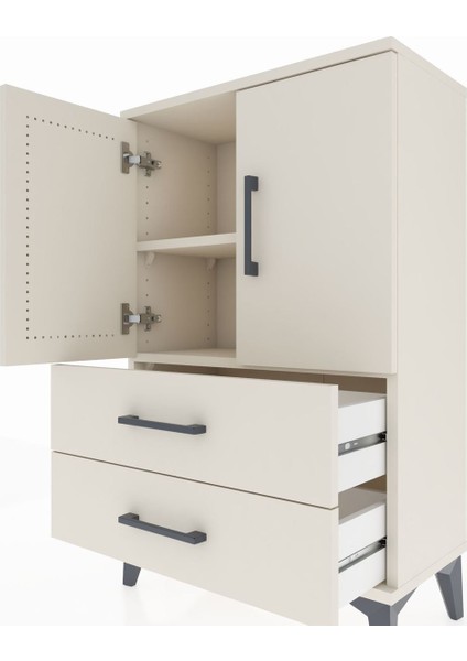 Arges Komodin 2 Raflı 2 Çekmeceli 2 Kapaklı 60X30X96 Aytaşı-Aytaşı indirimleri