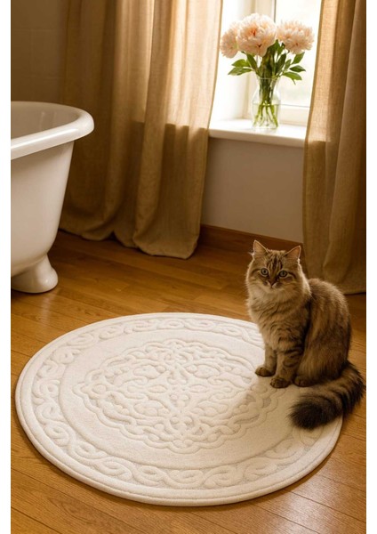 100X100 cm Beyaz Pamuk Dokuma Su Emici Banyo Paspası