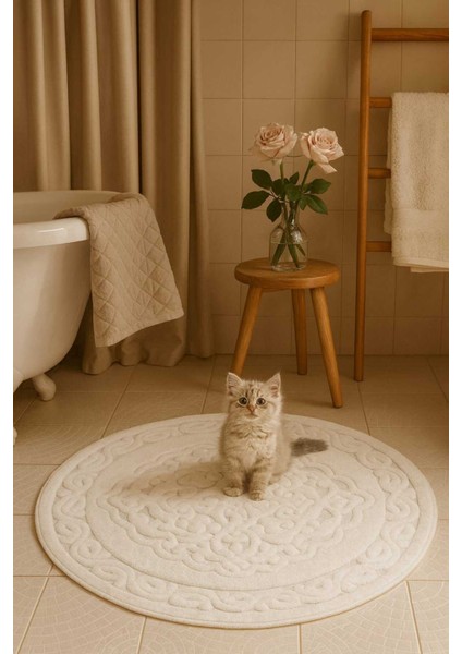 100X100 cm Beyaz Pamuk Dokuma Su Emici Banyo Paspası indirimleri