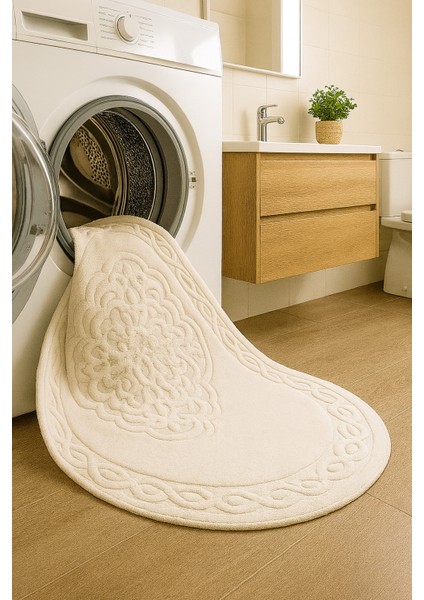 100X100 cm Beyaz Pamuk Dokuma Su Emici Banyo Paspası