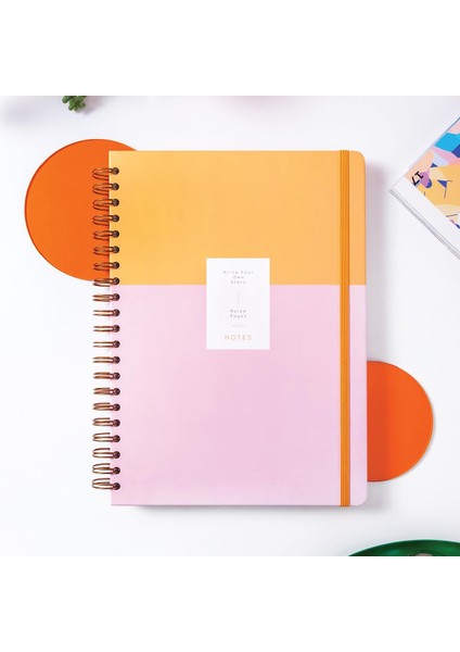 20X28 Spiralli Sert Kapak Çizgili Not Defteri Pembe