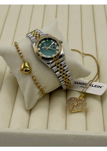 Orijinal Kadın Kol Saati 2 Yıl Garantili Çelik Kolye ve Bileklik Seti DKLR25