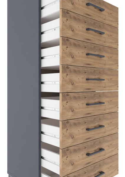 Hyperion Dolap Tek Raflı 8 Çekmeceli 60X44X182 Antrasit-Çam indirimleri